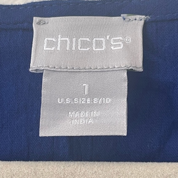 Chicos Sleeveless Cotton Asymmetrical Blue Top Size 1 - Picture 4 of 6